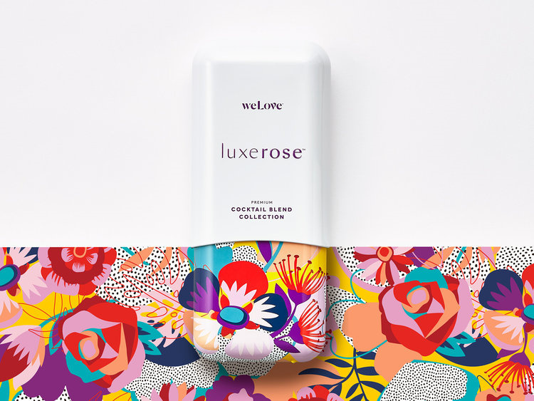 鮮艷、繽紛、有趣的Luxerose雞尾酒包裝設計插畫設計